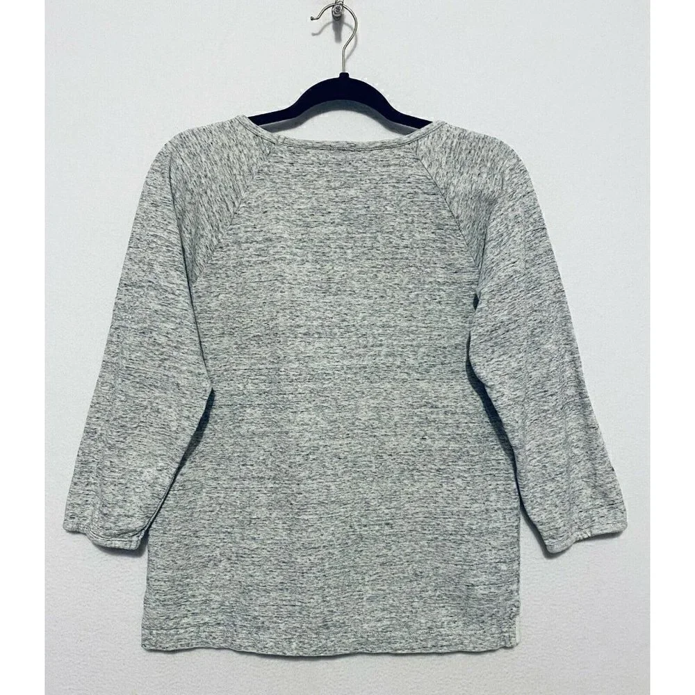 J Crew Womens Featherweight French Terry Sweatshirt Gray 3/4 Sleeve Medium